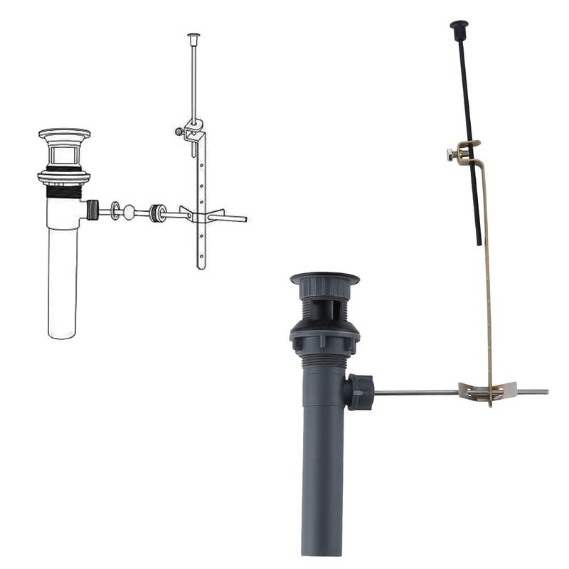 WOWOW Bathroom Drain Assembly Stopper with Lift Rod for Bathroom Faucet Vanity Sink Pop-Up Drain Stopper Assembly with Lift Rod and Overflow,Black - Image 2